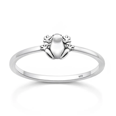 Sterling Silver Oxidized And Polished Frog Ring