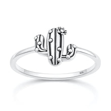 Load image into Gallery viewer, Sterling Silver Oxidized And Polished Cactus Ring
