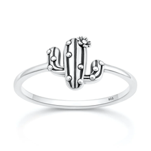 Load image into Gallery viewer, Sterling Silver Oxidized And Polished Cactus Ring