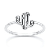 Sterling Silver Oxidized And Polished Cactus Ring
