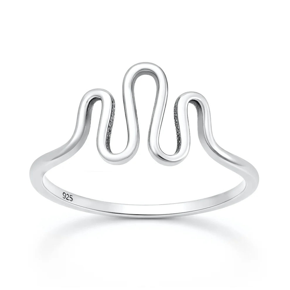 Sterling Silver Oxidized And Polished 9.5mm Wave Ring