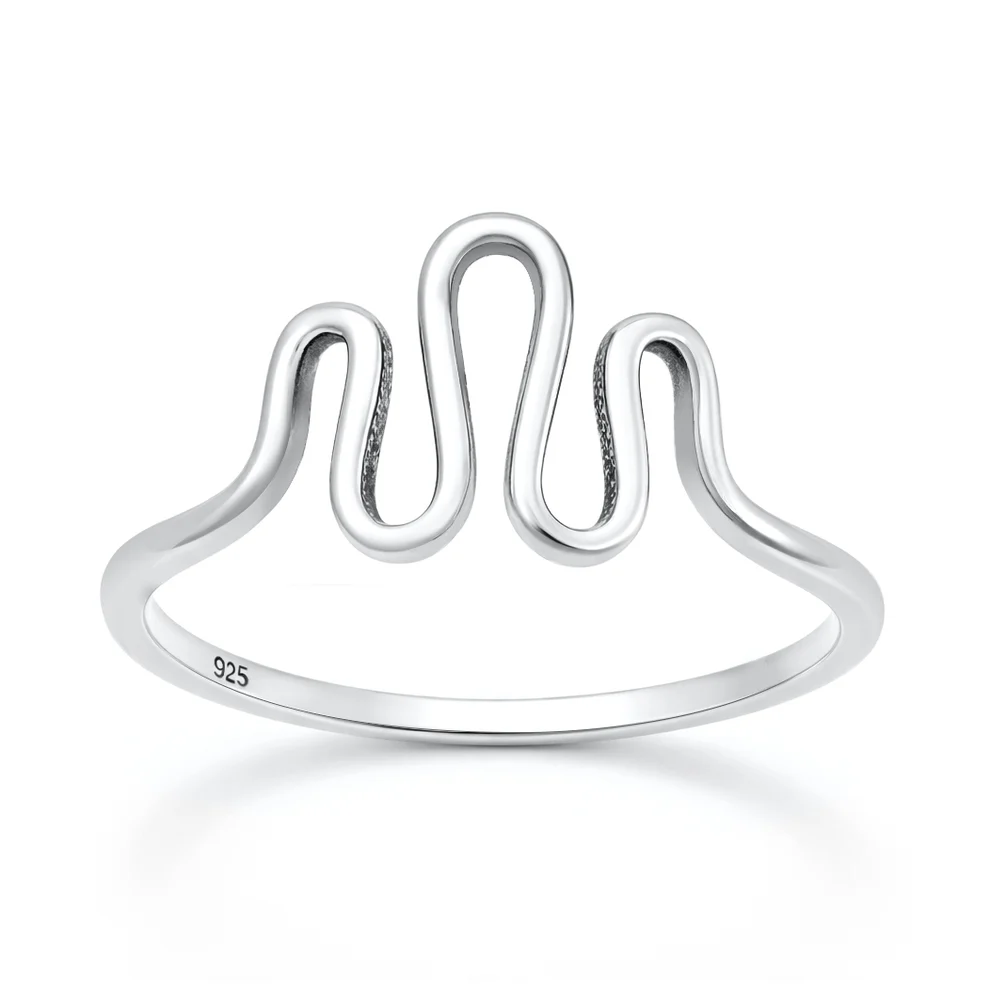 Sterling Silver Oxidized And Polished Wave Ring