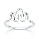 Sterling Silver Oxidized And Polished 9.5mm Wave Ring