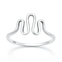 Sterling Silver Oxidized And Polished Wave Ring