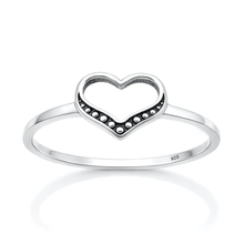 Load image into Gallery viewer, Sterling Silver Oxidized And Polished Heart Ring