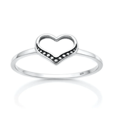 Sterling Silver Oxidized And Polished Heart Ring