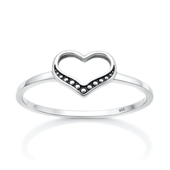 Sterling Silver Oxidized And Polished Heart Ring