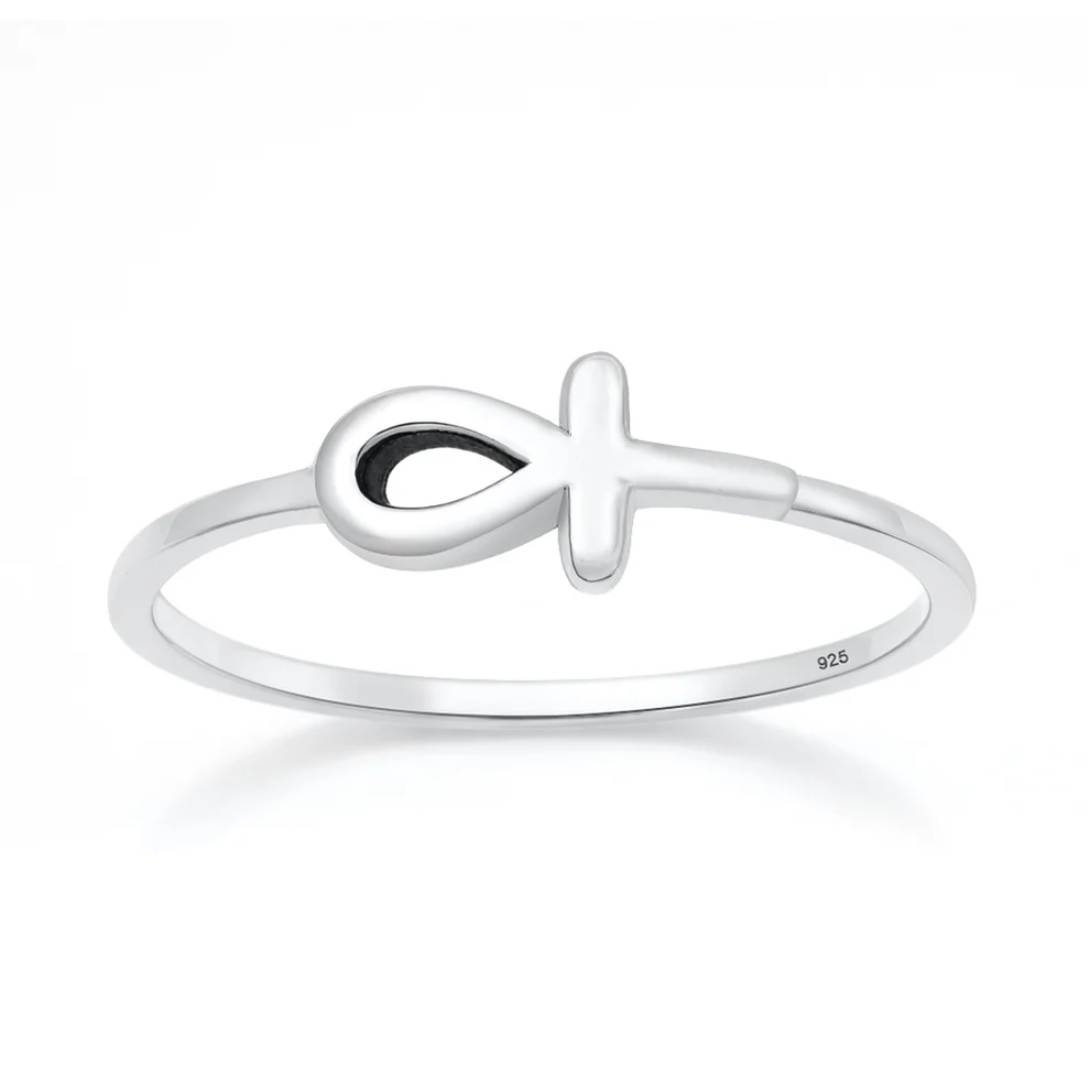 Sterling Silver Oxidized And Polished Ankh Ring