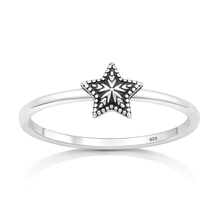 Load image into Gallery viewer, Sterling Silver Oxidized And Polished Star Ring
