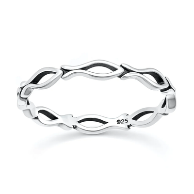 Sterling Silver Oxidized And Polished Fish Ring