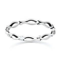 Sterling Silver Oxidized And Polished Fish Ring