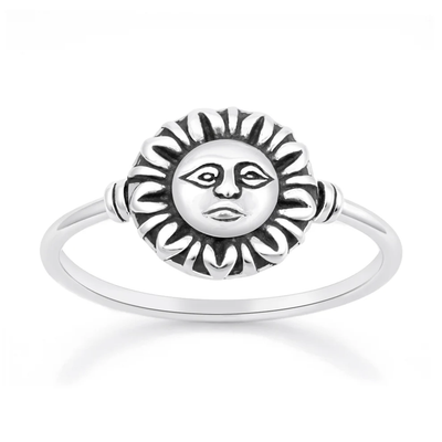Sterling Silver Oxidized And Polished Sun Ring