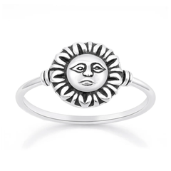 Sterling Silver Oxidized And Polished Sun Ring