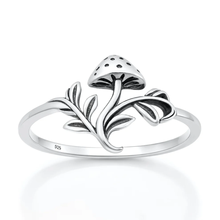 Load image into Gallery viewer, Sterling Silver Oxidized And Polished Mushroom Vines Ring