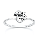 Sterling Silver Oxidized And Polished Mushroom And Star Ring