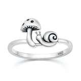Sterling Silver Oxidized And Polished Mushroom And Snail Ring