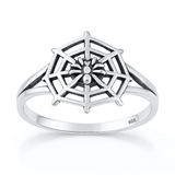 Sterling Silver Oxidized And Polished Spider Web Ring
