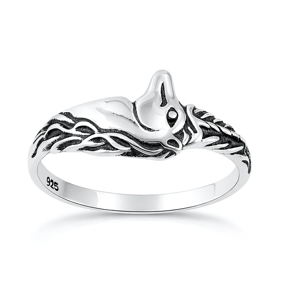 Sterling Silver Oxidized And Polished Unicorn Ring