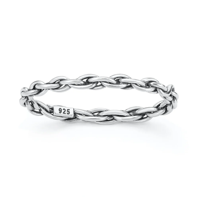 Sterling Silver Oxidized And Polished Chain Ring