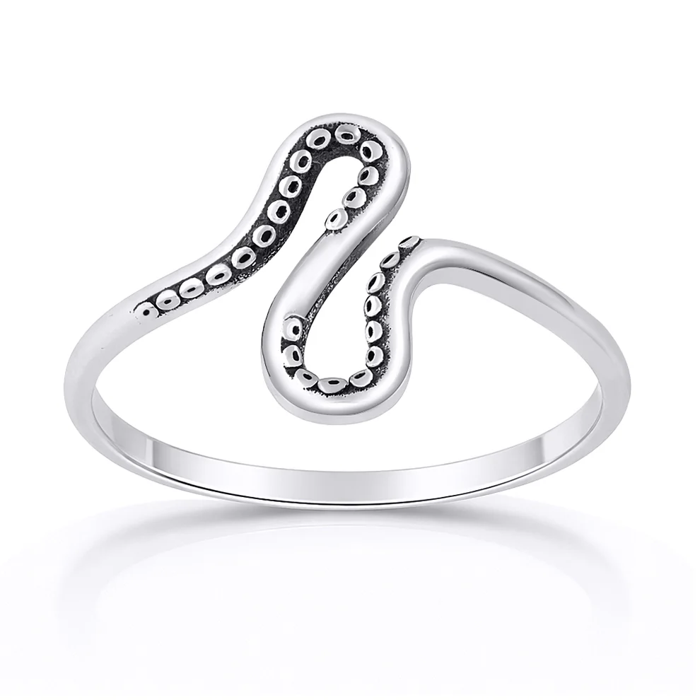 Sterling Silver Oxidized And Polished Tentacle Ring