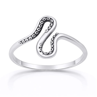 Sterling Silver Oxidized And Polished Tentacle Ring