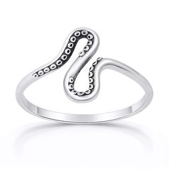 Sterling Silver Oxidized And Polished Tentacle Ring