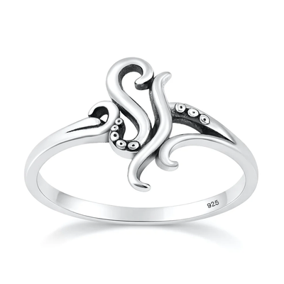 Sterling Silver Oxidized And Polished Tentacles Ring