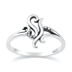 Sterling Silver Oxidized And Polished Tentacles Ring