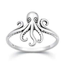 Load image into Gallery viewer, Sterling Silver Oxidized And Polished Octopus Ring