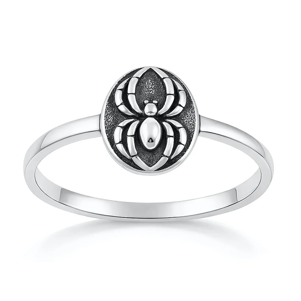 Sterling Silver Oxidized And Polished 9.6mm Spider Ring
