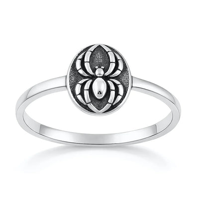 Sterling Silver Oxidized And Polished 9.6mm Spider Ring