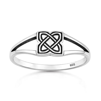 Sterling Silver Oxidized And Polished Celtic Knot Ring