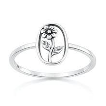 Load image into Gallery viewer, Sterling Silver Oxidized And Polished Flower Ring