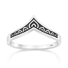Load image into Gallery viewer, Sterling Silver Oxidized And Polished Chevron Ring