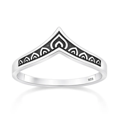 Sterling Silver Oxidized And Polished Chevron Ring