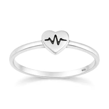 Load image into Gallery viewer, Sterling Silver Oxidized And Polished 5.7mm EKG Heartbeat Ring