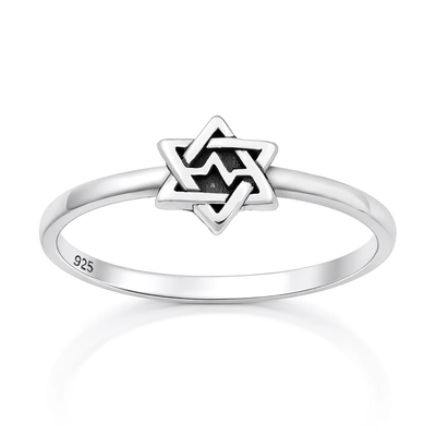 Sterling Silver Oxidized And Polished Star Of David Ring