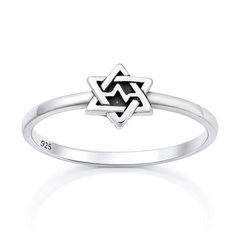 Sterling Silver Oxidized And Polished Star Of David Ring