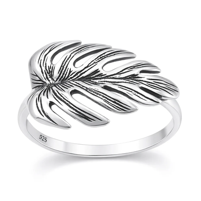 Sterling Silver Oxidized 13mm Plant Ring