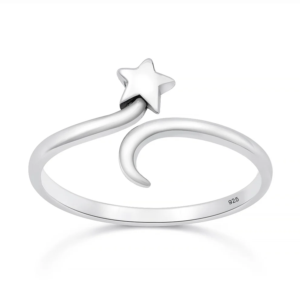 Sterling Silver Oxidized And Polished Star Ring