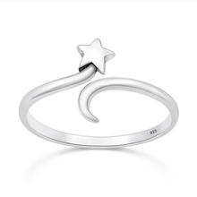 Load image into Gallery viewer, Sterling Silver Oxidized And Polished Star Ring
