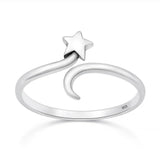 Sterling Silver Oxidized And Polished Star Ring