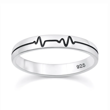 Load image into Gallery viewer, Sterling Silver Oxidized And Polished Heartbeat EKG Band Ring
