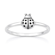 Load image into Gallery viewer, Sterling Silver Oxidized And Polished 7.5mm Ladybug Ring