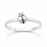 Sterling Silver Oxidized And Polished Ladybug Ring