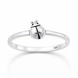 Sterling Silver Oxidized And Polished Ladybug Ring