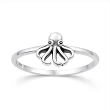Load image into Gallery viewer, Sterling Silver Oxidized And Polished 8.5mm Octopus Ring