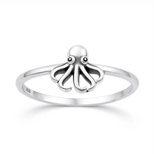 Load image into Gallery viewer, Sterling Silver Oxidized And Polished Octopus Ring