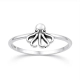 Sterling Silver Oxidized And Polished 8.5mm Octopus Ring
