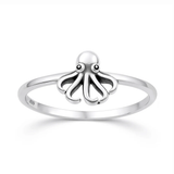 Sterling Silver Oxidized And Polished Octopus Ring